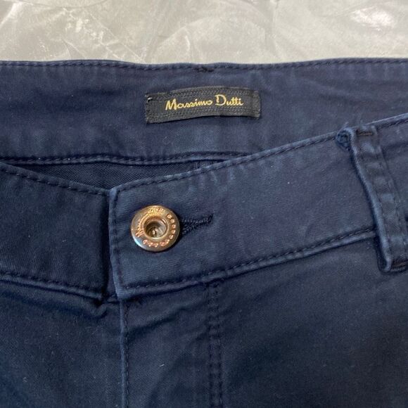 Massimo Dutti Navy Skinny Fit Brushed Cotton Pant‎ Size 8 - Picture 8 of 11